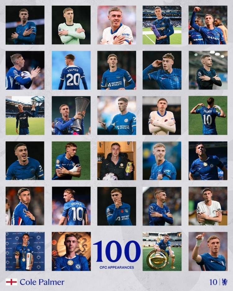 4700万欧购入已45球28助攻!切尔西官推纪念帕尔默百场里程碑 4700万欧购入已45球28助攻!切尔西官推纪念帕尔默百场里程碑